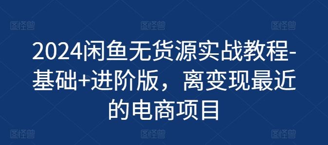 2024闲鱼无货源实战教程-基础+进阶版，离变现最近的电商项目-聊项目