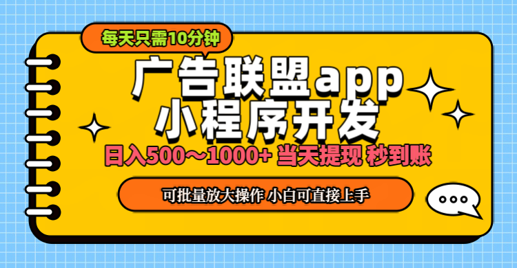 （11645期）小程序开发 广告赚钱 日入500~1000+ 小白轻松上手！-聊项目