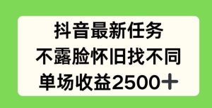 抖音最新任务,不露脸怀旧找不同,单场收益2.5k【揭秘】-聊项目