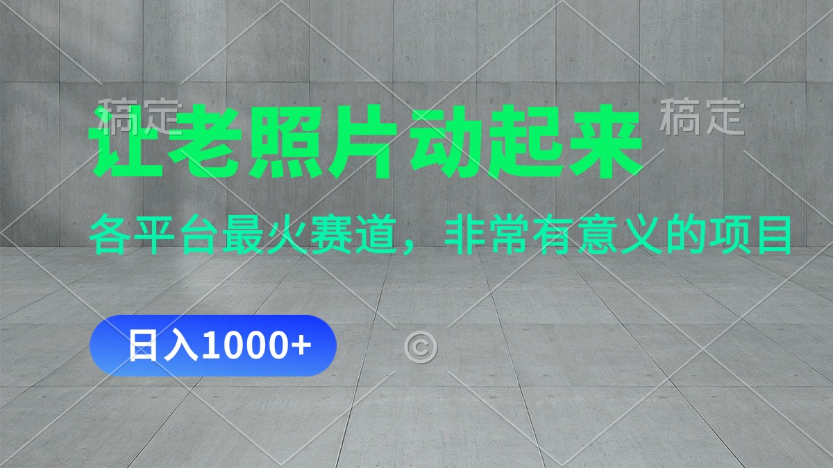 （11671期）让老照片动起来，一天变现1000+，各平台最火赛道，看完就会-聊项目