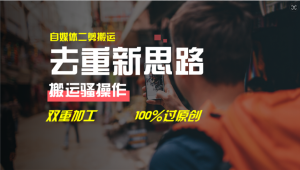 (11682期)去重新思路,详细教你自媒体视频二剪搬运技术,自己加工双重去重100%过…-聊项目