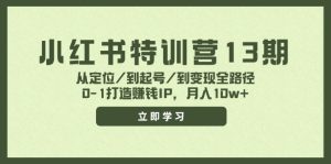 小红书特训营13期,从定位/到起号/到变现全路径,0-1打造赚钱IP,月入10w+-聊项目