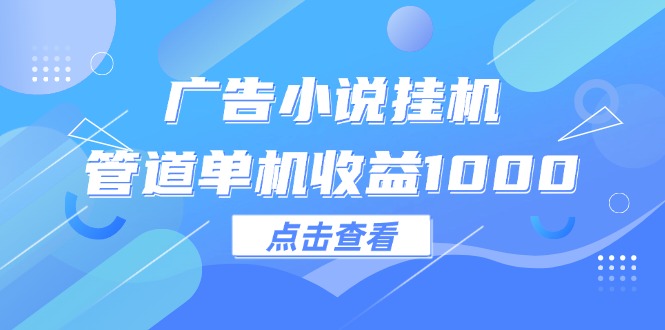 （12198期）广告小说挂机管道单机收益1000+-聊项目