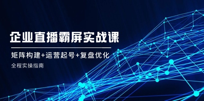 企业直播霸屏实战课：矩阵构建+运营起号+复盘优化，全程实操指南-聊项目