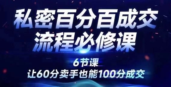 私密百分百成交流程线上训练营，绝对成交，让60分卖手也能100分成交-聊项目